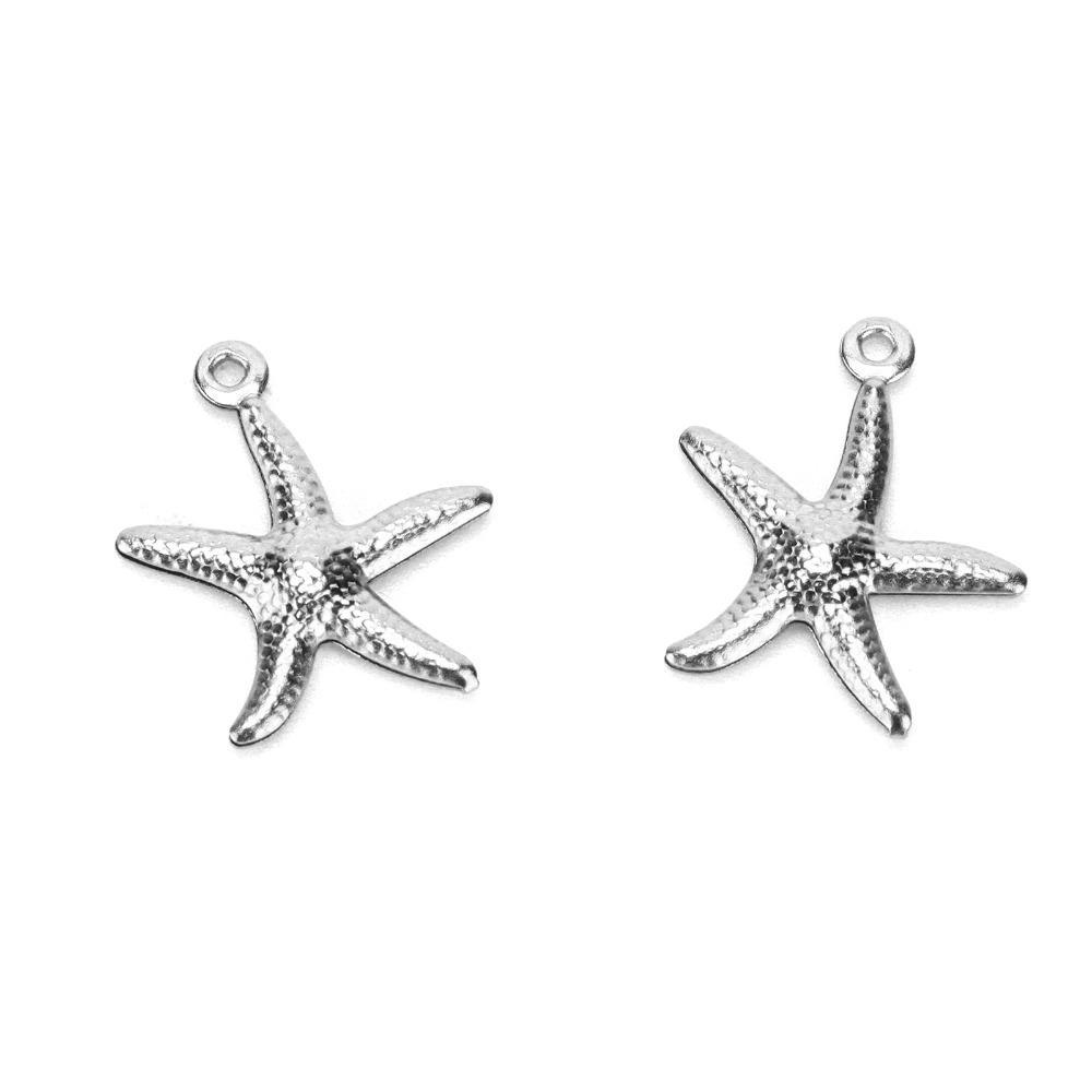 50pcs Stainless Steel Ocean Jewelry Hollow Double Sided Starfish Pendant Jewelry Making