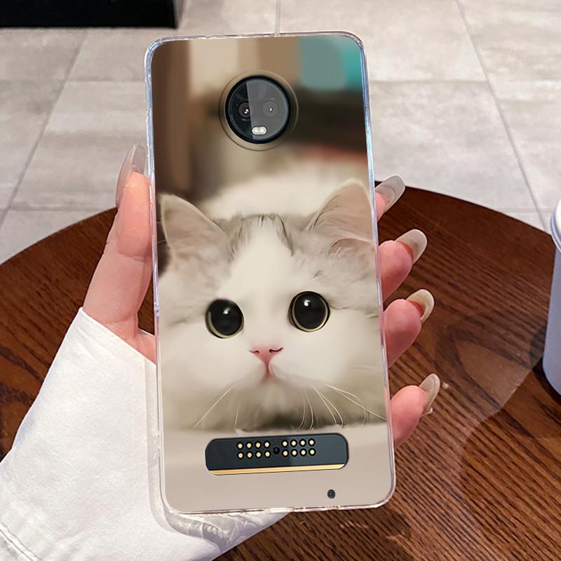 Casing For Motorola Moto Z3 Play Case XT1929 Aesthetic Cute Cat Astronaut Transparent Silicone Back Cover Moto Z3Play Phone Case