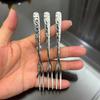 Фруктовые вилки из нержавеющей стали с ручкой с молотковой текстурой, устойчивое к ржавчине покрытие, идеально подходят для послеобеденного чая, ежедневной подачи десертов