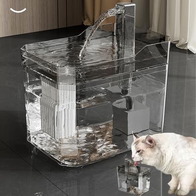 Диспенсер для воды для кошек объемом 1,5 л с насосом, фильтрованная вода, бесшумная работа при нехватке воды, автоматическое отключение питания, автоматическая циркуляционная поилка