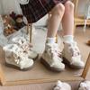 Trendy Warm Plush Boots 2025 Winter New Plush Cute Flat Sole Round Booties Fashion Bow Casual Women's Snow Boots Zapatos Mujer