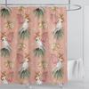Bohemian Shower Curtain Tropical Jungle Wildlife Bathroom Set Modern Pink Aesthetic Parrot Floral Bathroom Curtain With Hooks