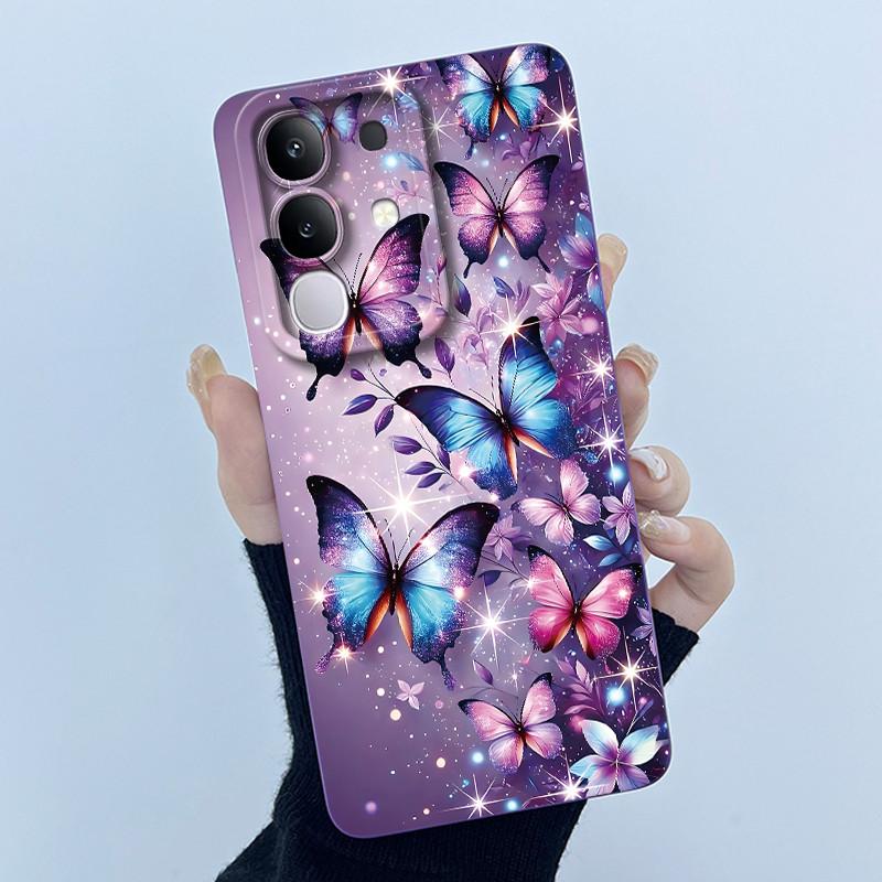 Чехол для телефона Vivo Y29 4G Модный Минимализм Масляная Живопись Цветок Мягкий Жидкий Силикон Задняя Крышка Для Vivo Y 29 4G Fundas