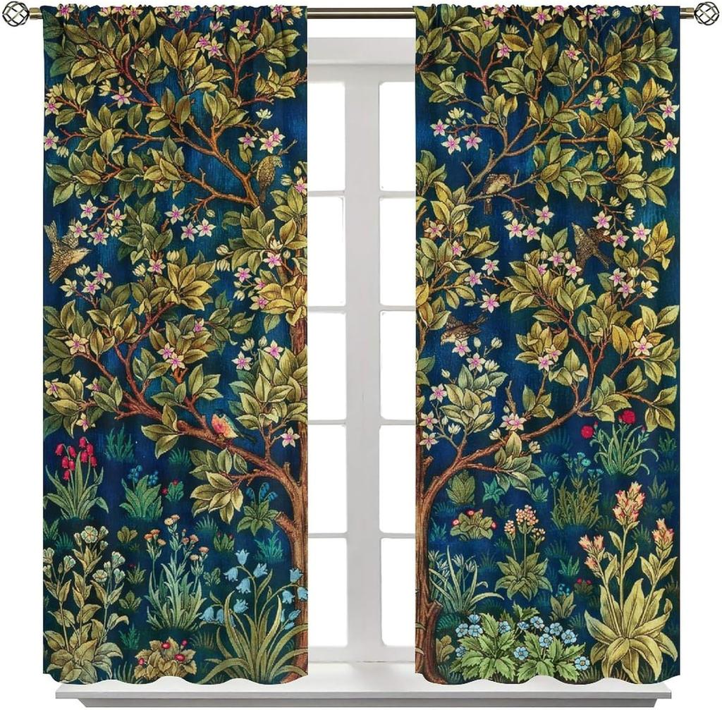 Шторы William Morris Ботанические Окна Древо Жизни Цветочные Узоры Винтажные Цветочные Узоры Шторы для Гостиной Спальни