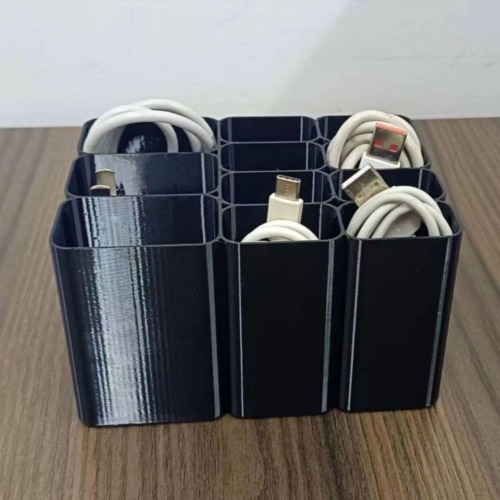 Compartment Box USB Cord Storage Box 3D Printed USB Cord Organizer Cable Sorting Rack Travel Ready