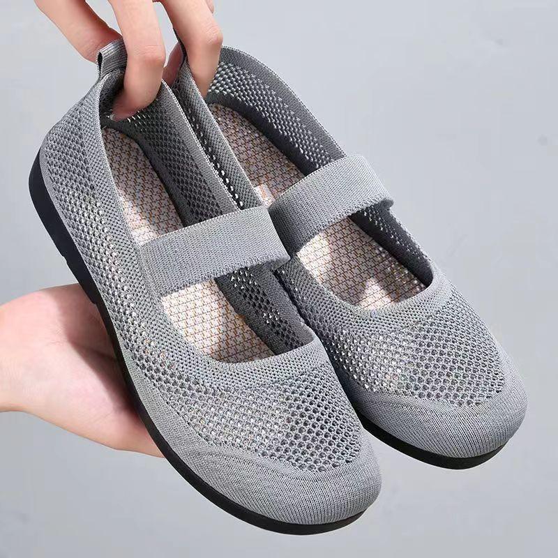 Fashion Women's Shoes Summer Ladies Shoes Fashion Lightweight Soft Bottom Flat - Soled Single Nude  On-slip Net