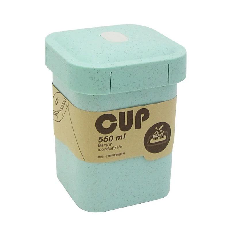 550 мл Ланч-бокс из пшеничной соломы для студентов, чашка для супа, здоровый, не содержит БФА, микроволновая печь, бенто-боксы, офисный переносной контейнер для хранения еды