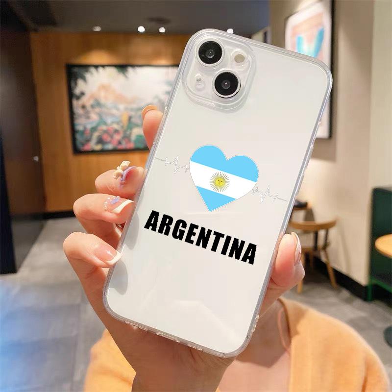 Argentina Flag Soccer 10 Shockproof Clear Phone Case For iPhone 14 13 12 11 Pro Max 7 8 Plus X XR XS Max SE 2022 Silicone Cover