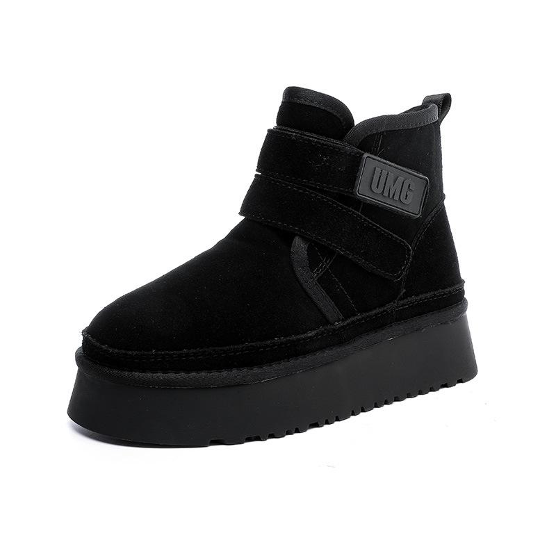Classic Ultra Platform Suede Furry Hook Loop Flat Booties Winter Outdoor Women Ankle Snow Boots