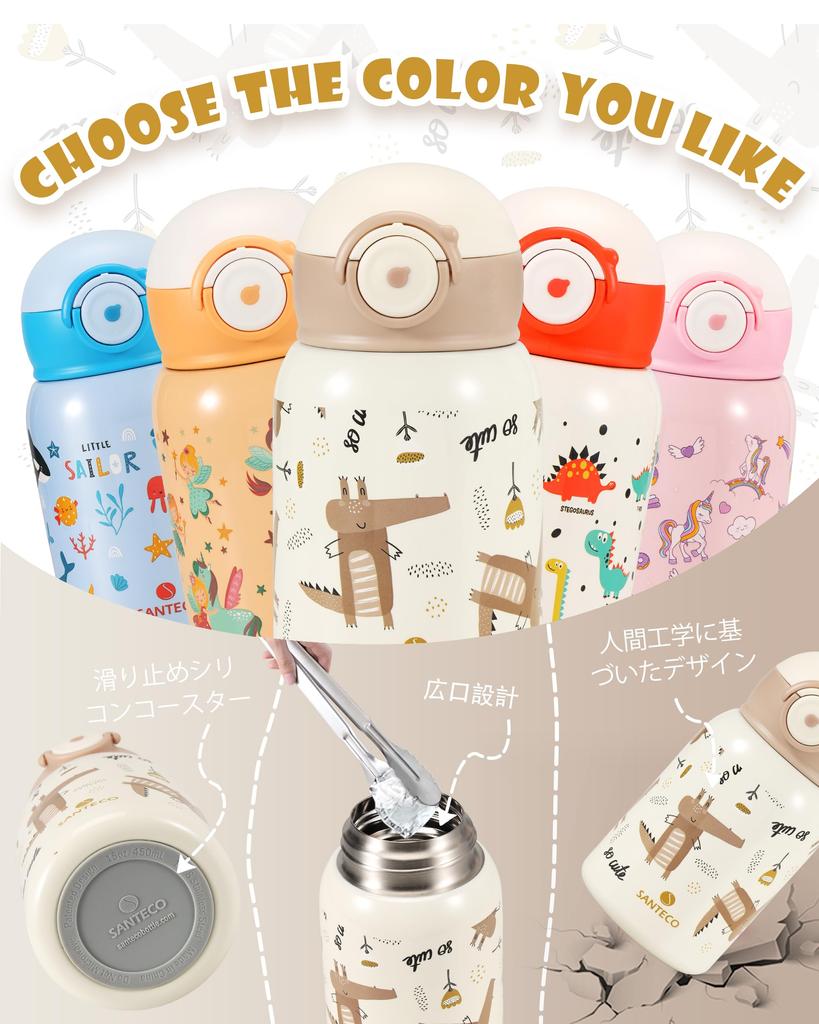 Бутылка для воды SANTECO MARA Thermos 450 мл с трубочкой в комплекте Прямой тип питья Совместимость со спортивными напитками Совместимость с газированием Холодоизоляция