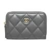 25B Стеганый кошелек для мелочи из натуральной кожи с двойным логотипом C Женский Серый Черный