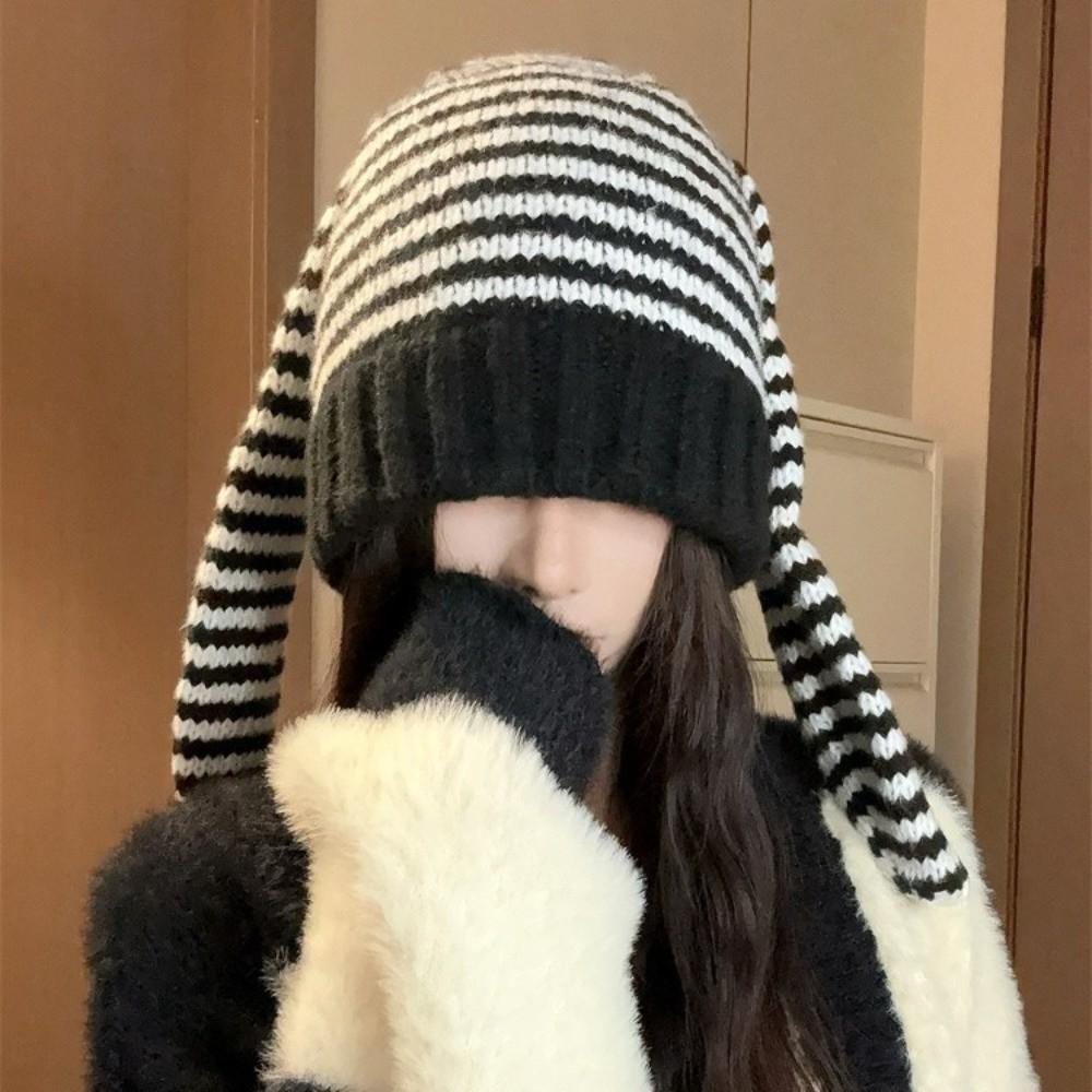 Long Ear Rabbit Ears Hat Keep Warm Ear Protection Hat New Crochet Knitted Hat Autumn Winter