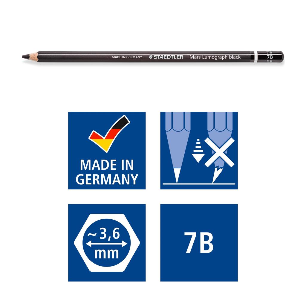 Staedtler Карандаш Mars Lumograph black Для рисования и эскизов Угольный стержень 12 штук 100B-7B