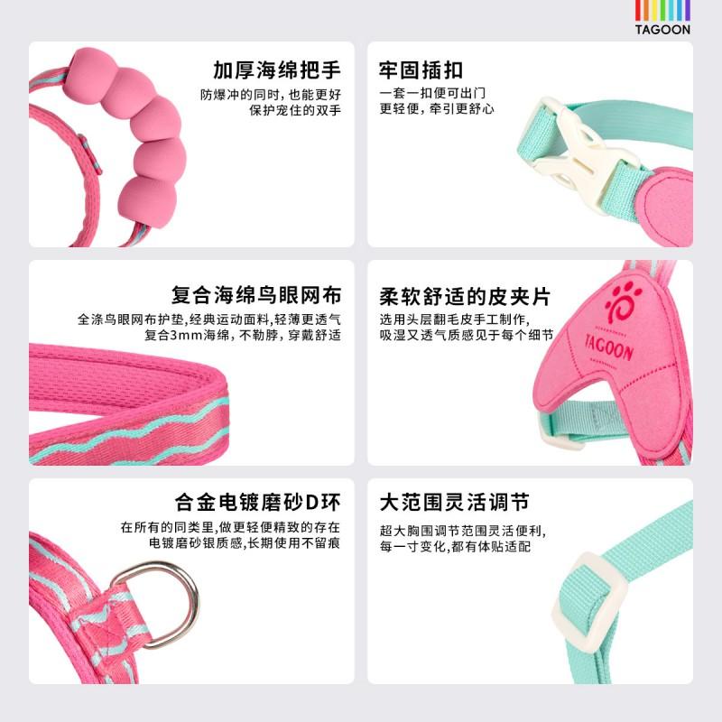 Adjustable Soft Mesh Dog Harness With Leash Small Medium Dogs 3-40lbs Comfort Fit Breathable Chest Strap