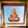 Holiday Window Dressing 2027 Zodiac Sheep Static Clings, Red Gold Russian New Year Glass Removable Seasonal Clings Decals, Reusable Stickers,
