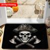 Vintage Pirate Skull & Crossbones Rug - Non-Slip Machine Washable Suitable for Home Decor, Entrance with Pirate, Suitable for Hallway, Bathroom, Balco