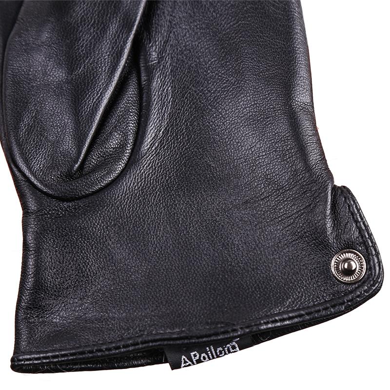 Простые аксессуары, зимние мужские перчатки из овчины, флисовая подкладка, черные кожаные перчатки из натуральной кожи для вождения