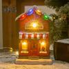 Фигурка в виде рождественского домика, освещенная деревенским домиком с музыкой, светодиодная подсветка на батарейках, смоляная столешница, центральный элемент для рождественского украшения