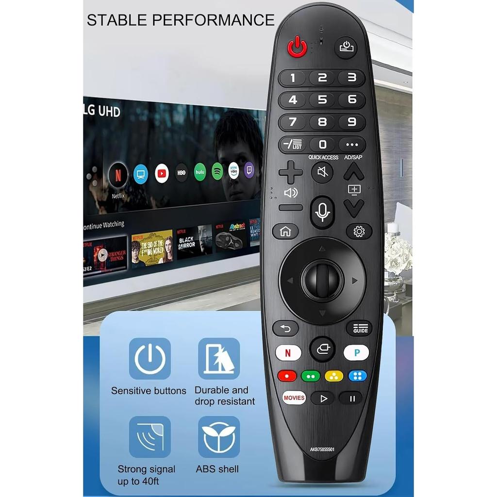 Запасной пульт для Smart TV (БЕЗ Голоса и Указателя), Подходит для AKB75855501 LG Smart TV LCD/LED/OLED/QNED/NanoCell/ 4K UHD/Super UHD Серии