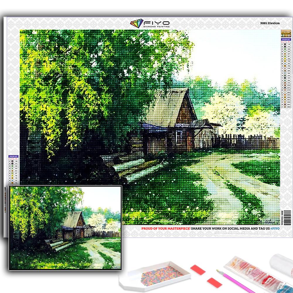 Популярная 5D Diy вышивка крестиком горная хижина четыре сезона пейзажная живопись полная дрель набор для вышивки крестом Наклейка на стену домашний декор