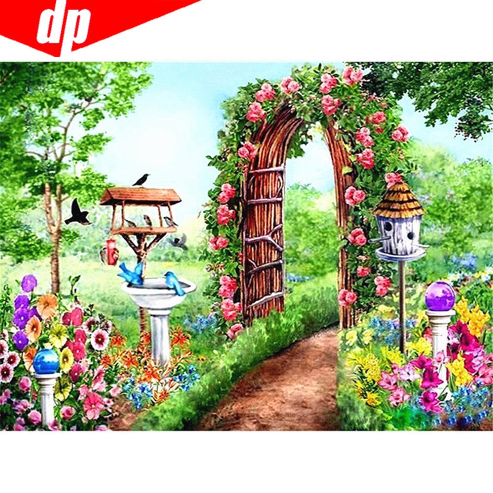Алмазная живопись Пейзаж Алмазная мозаика Сад Полная квадратная картина стразами Алмазная вышивка