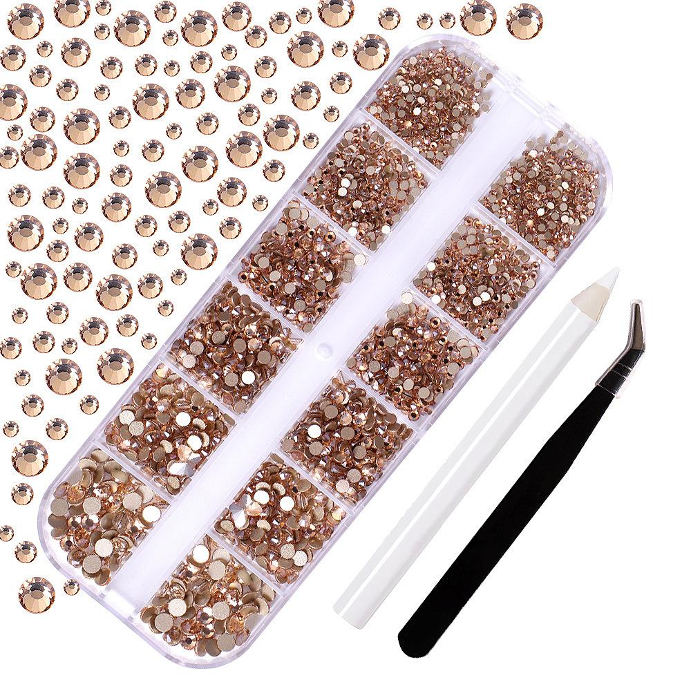 About 3000 Pcs Pearl+steel Balls Set Nail Charm White Half Round Pearl 1/1.2mm Steel Ball DIY Fairy Nail Art Jewelry Accessories