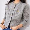 Fall Gray Knit Cardigan Sweater Coat Women O-Neck Long Sleeve Elegant Solid Office Sweater Buttons Pocket Casual Sweater Winter