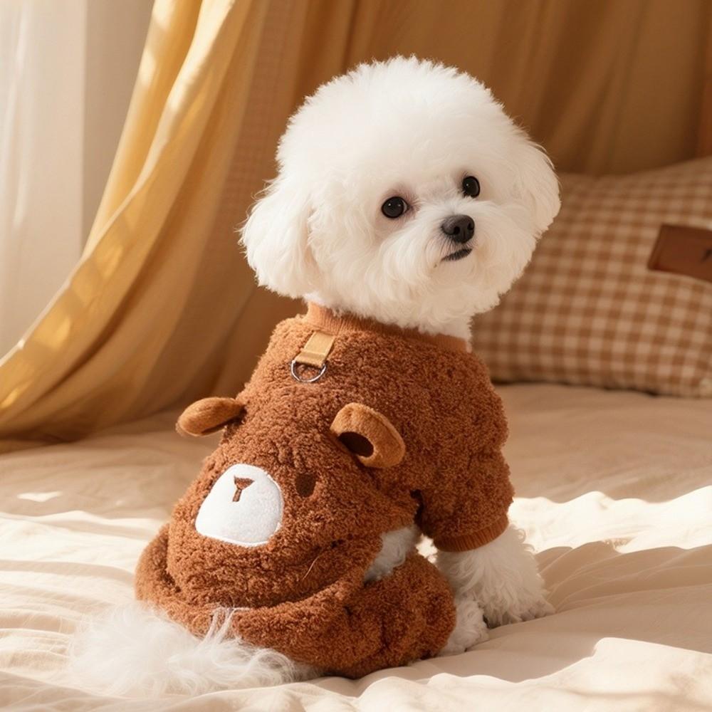 Soft Fleece Dog Plush Jumpsuit Warm Winter Dog Clothes Four Legged Plush Coat Daily Walk