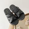 Women Spring Solid Color Thick Slope Outdoor Slippers Summer Casual Flat Soft Bottom Anti Slip Beach Sandals Shoes 36-41