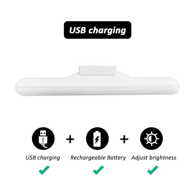Настольная лампа Подвесная Магнитная USB-зарядка Регулировка яркости Светодиодная настольная лампа Фонарик Платный затемняющий свет в шкафу Ночной светильник для шкафа-гардероба