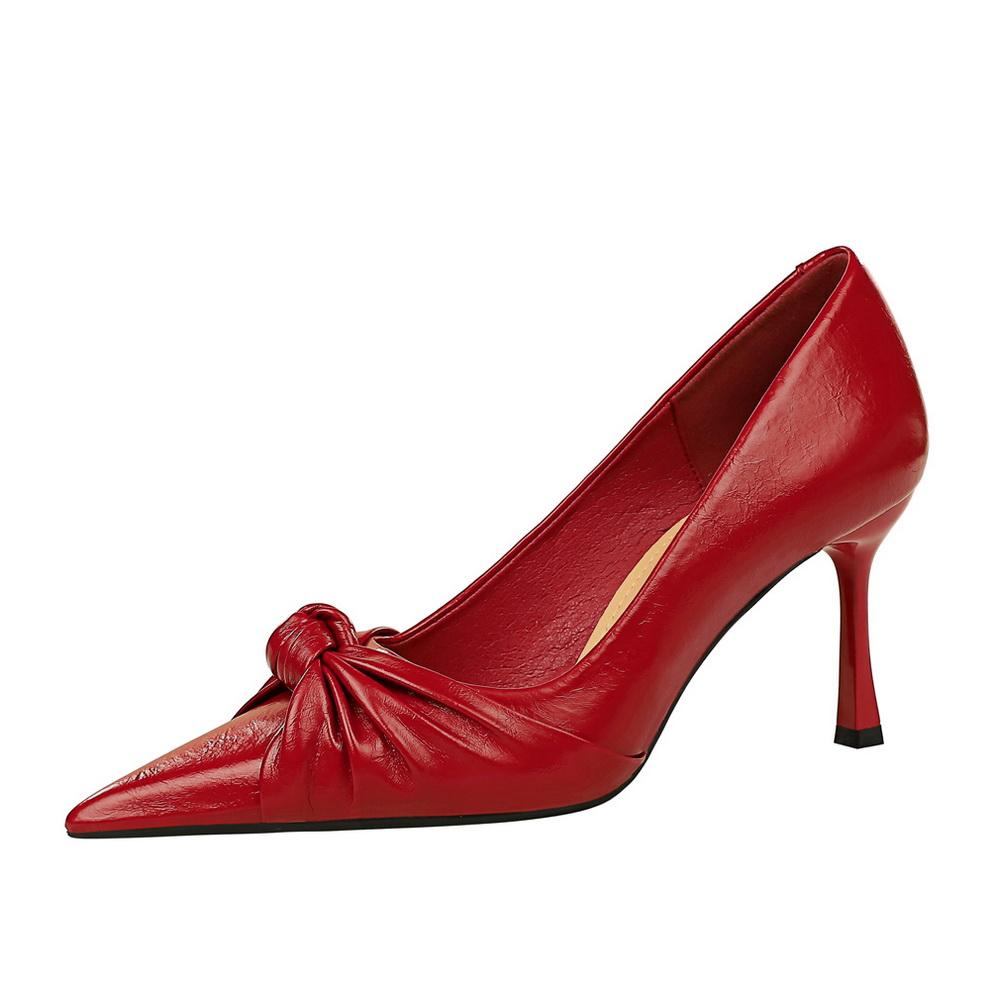 Сексуальные туфли для ночного клуба на тонком каблуке, очень высокие каблуки, женские туфли на высоком каблуке с острым носком и бантом