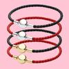 S925 Silver Round Buckle Single Loop Braided Leather Rope Bracelet Fit for Women's Birthday Party Gifts Fashion Jewelry