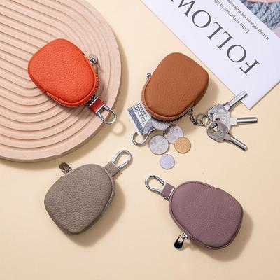 Мини-кошелек для монет и органайзер для ключей из натуральной кожи с универсальным карманом для наушников - Маленький кошелек из коровьей кожи высшего слоя