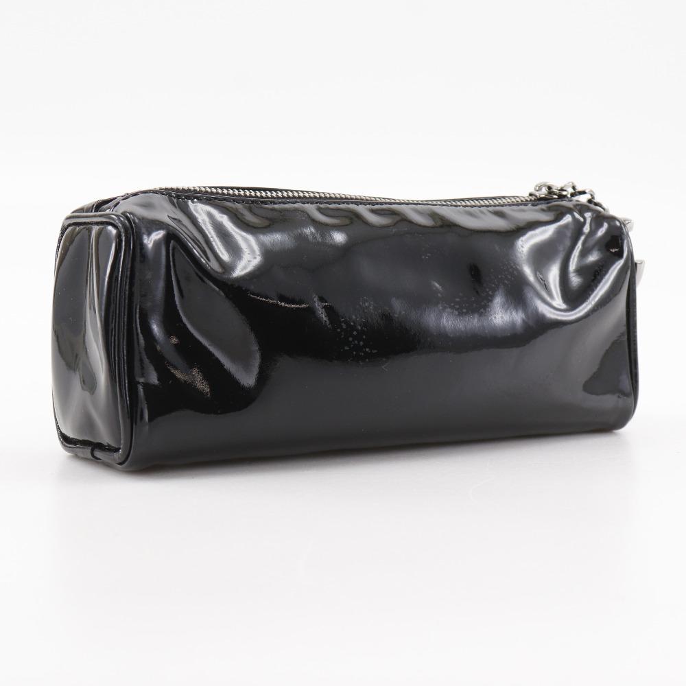 CHANEL Camelia Pouch black enamel Women Used