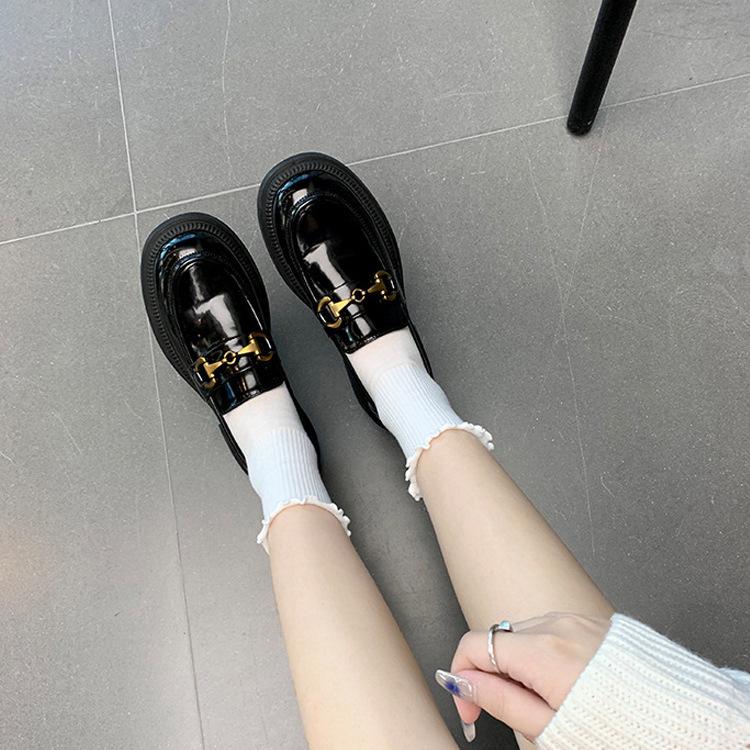 Полностью кожаные ~ 2025 новые черные туфли Мэри Джейн на платформе в британском стиле, туфли-лоферы JK, женские, кожаные, на плоской подошве