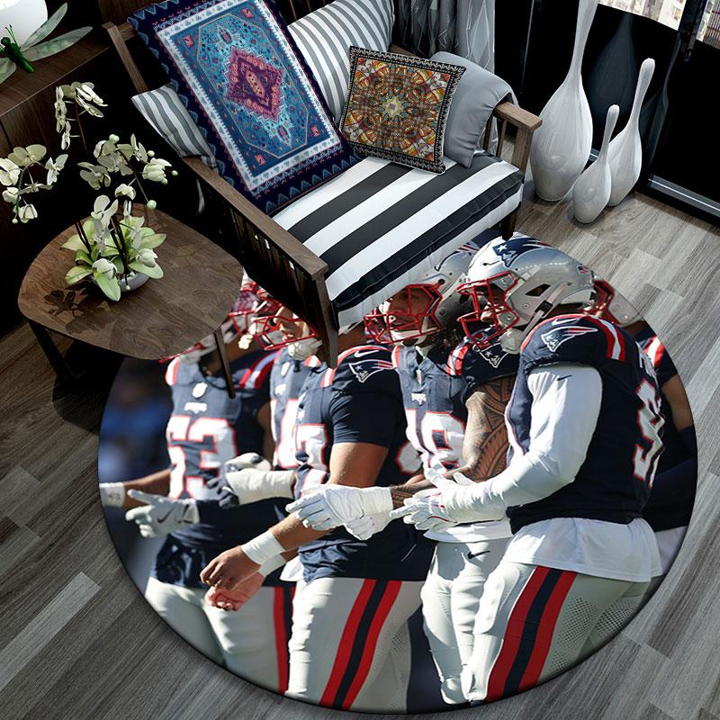 Patriots Players pattern round rug,Carpet Rug for Living Room Bedroom Playroom ,Non-slip Floor Mat,Holiday Gifts and Birthday Gifts.