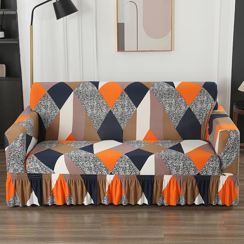 Высокоэластичный чехол для дивана с юбкой, эластичный, легко прилегающий чехол для кресла, дивана для гостиной, защита для мебели, чехол для дивана