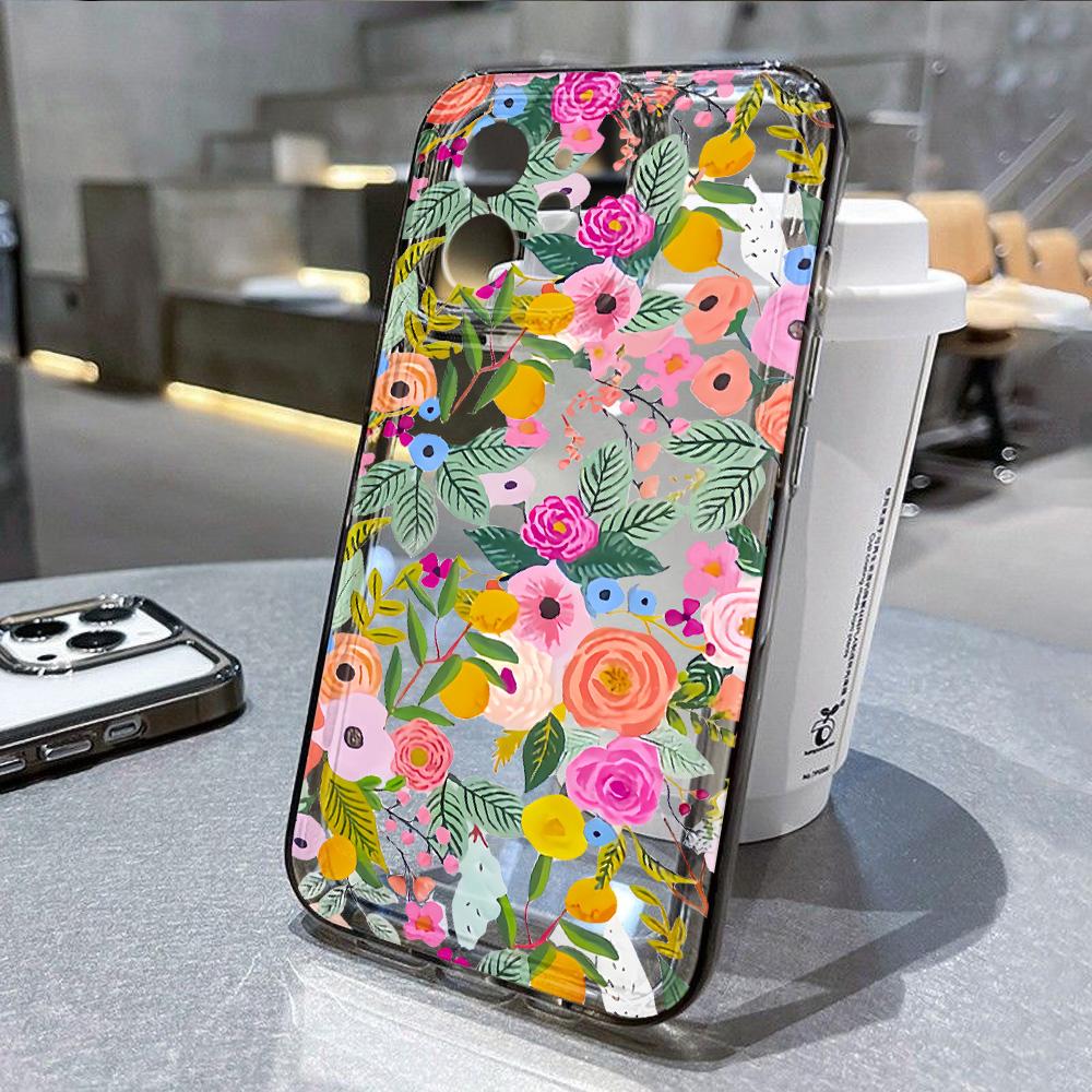 Flowers Phone Case For iPhone 14 Case iPhone 13 12 11 16 15 Pro 14 Pro Max XR XS 7 8 Plus SE Shockproof Soft Silicone Cover