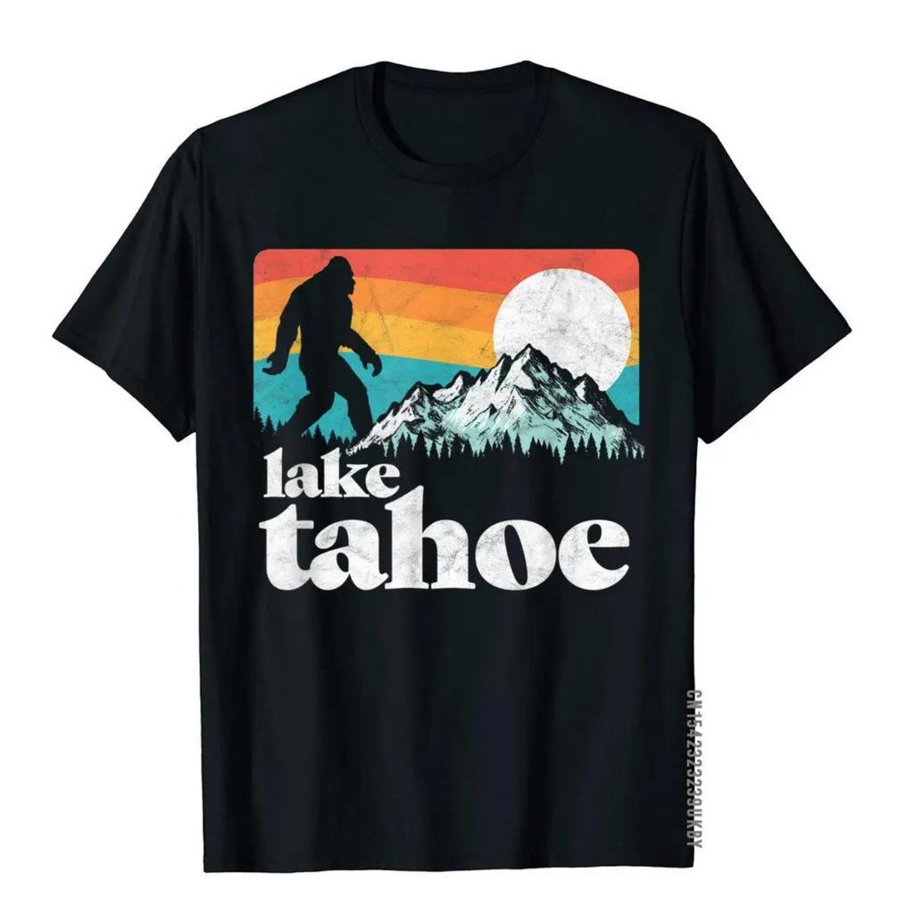 Rife Men T Shirt Lake Tahoe Retro Bigfoot Mountains Vintage Graphic T-Shirt Printed Tops Tees Cotton Hip Hop