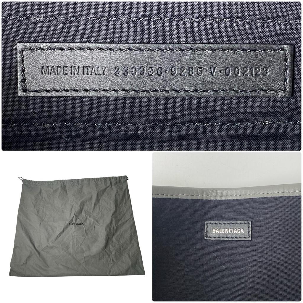 Б/у Сумка BALENCIAGA серая/слоновая кость холст/кожа Женская