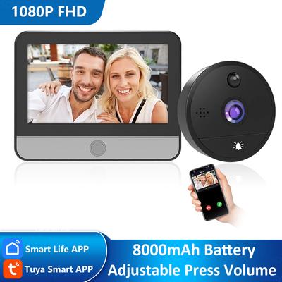 1080P Tuya Smart Life Home 8000mAh аккумулятор 4.3' цифровой WiFi дверной глазок дверной звонок глазок камера Alexa анонс S52