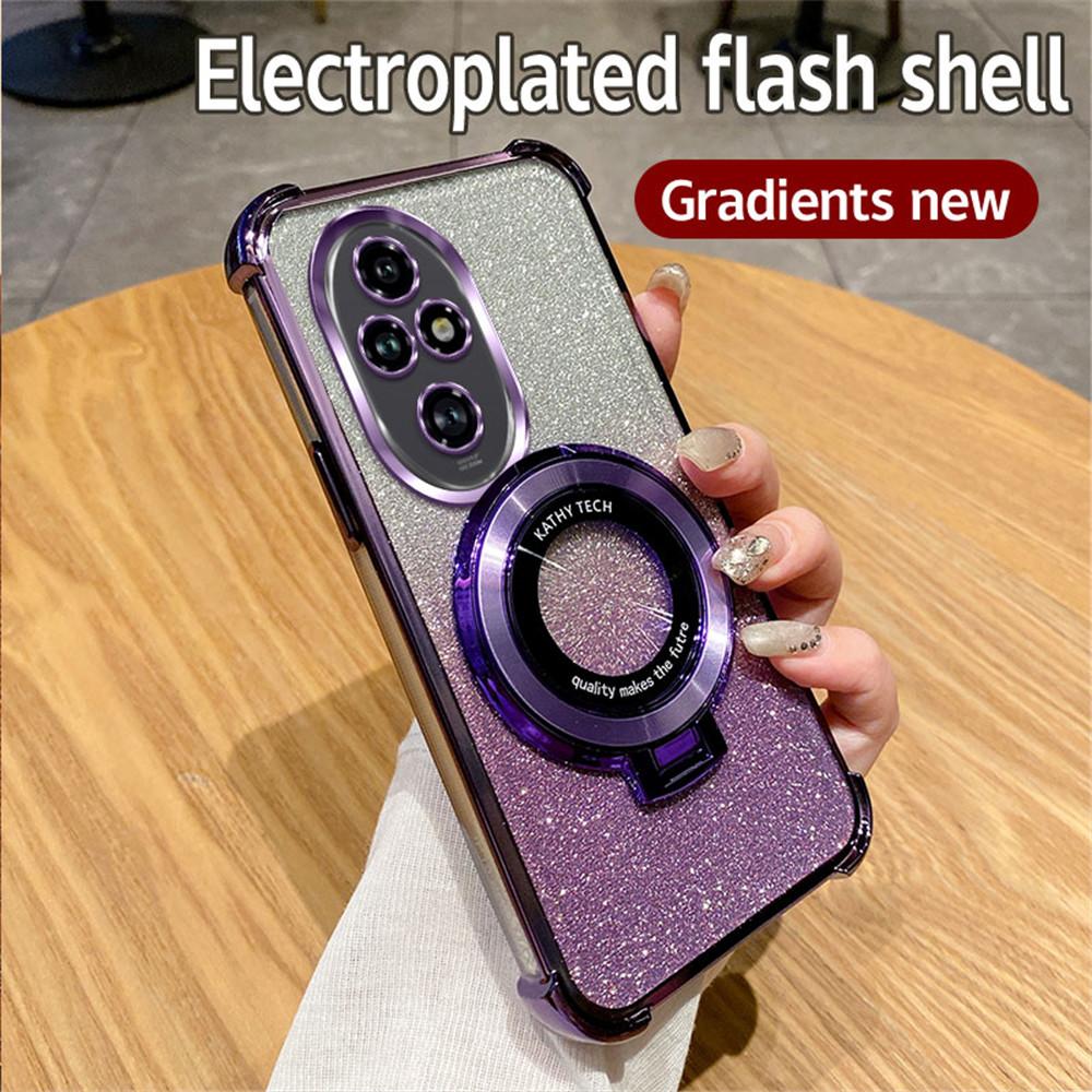 Чехол-держатель для телефона с блестящим противоударным покрытием для Honor 200 Pro, мягкий чехол-подставка для Honor 200 50 60 70 80 90 100 Pro X9A