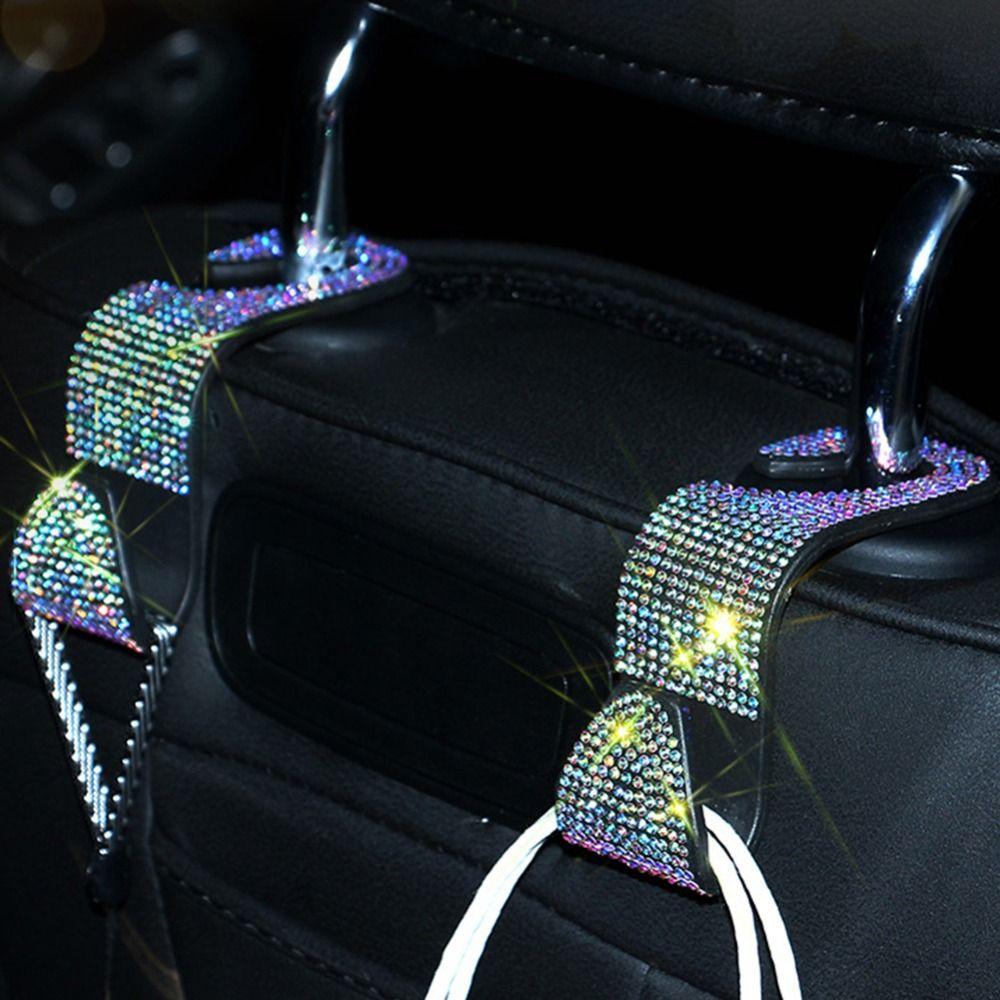 Holder Rhinestone Car Clips Headrest Hook Car Seat Back Hidden Hook Car Seat Bracket Storage Hanger