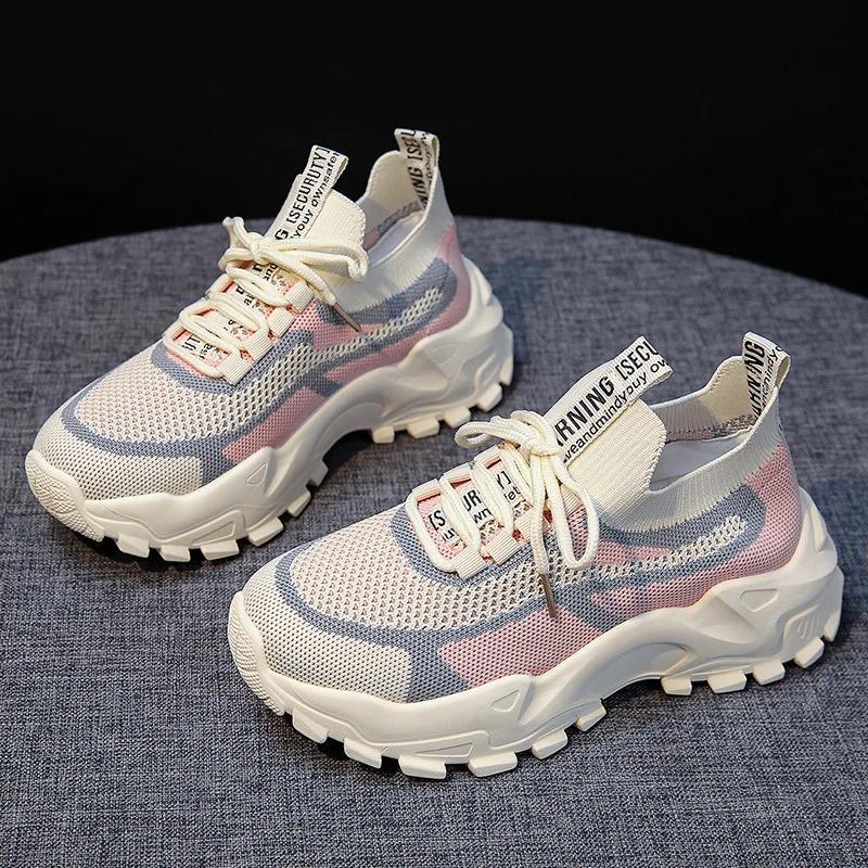 2024 Ladies New Thick Soled Shoes Mesh Breathable and Nonslip Footwear Fashion Comfort Sneakers Casual Lightweight Women's Shoes