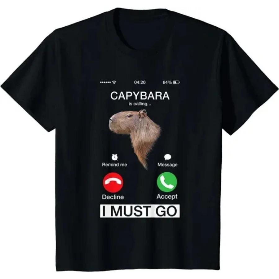 Хлопковая футболка Calling Tees Забавная капибара Грызун Любитель животных Юмор Футболка Женская Мужская Летняя Повседневная Круглый вырез Короткий рукав Топы