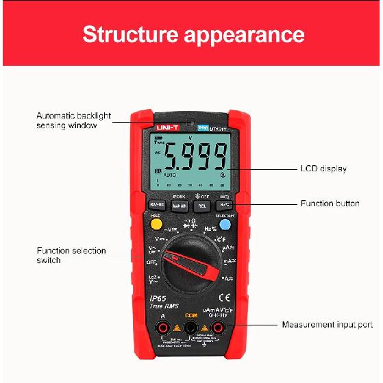 UNI-T Professional Digital Multimeter UT191T UT191E True RMS Auto Range 20A Ammeter 600V 6000 Counts DC/AC Capacitor Tester