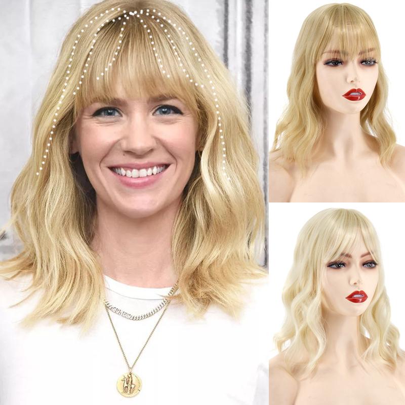 MERISIHAIR Женские короткие волосы с челкой, натуральный волнистый зажим на парике из синтетического волокна, подходит для косплея, вечеринки, повседневного использования