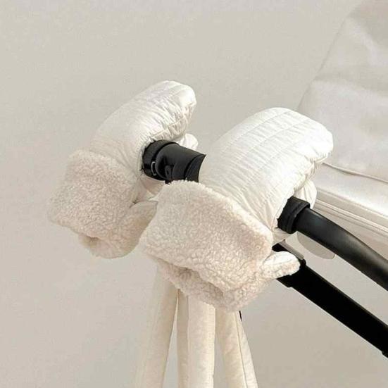 Зимние перчатки для коляски Водонепроницаемые Теплые муфты для рук Защита от холода и ветра Универсальные варежки с плюшевой подкладкой для малыша и родителей Прогулки Поездки за покупками