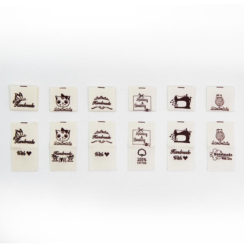 50Pcs Accessory Label Double-sided Handmade Butterfly Labels Carton Cat Garment Accessories Love Shape Cotton Sew Accessories