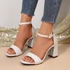 2025 Summer New Temperament Women's Shoes with Sandals Women's Summer Thick Heel Bag Heel Sandals